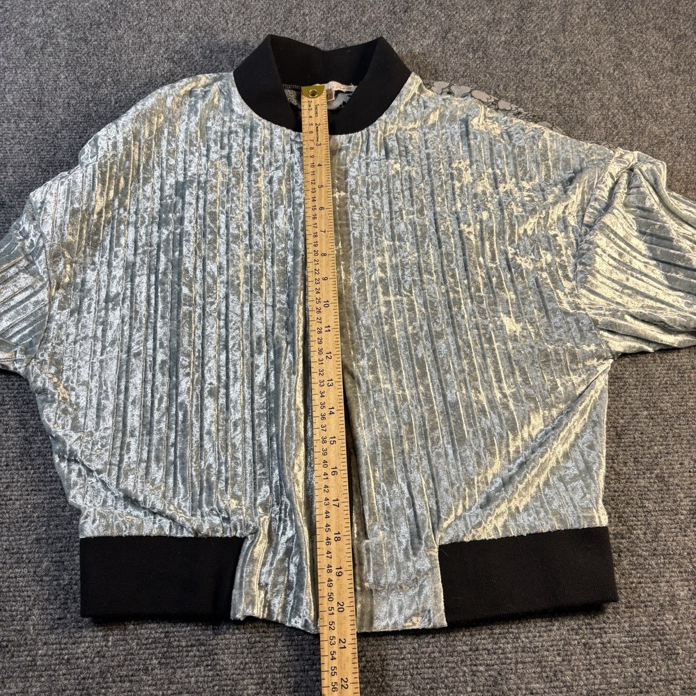 Willow & Root Jacket Women's Med Metallic Snap Buttons Sheer Lace Back‎ Bomber - Picture 4 of 6